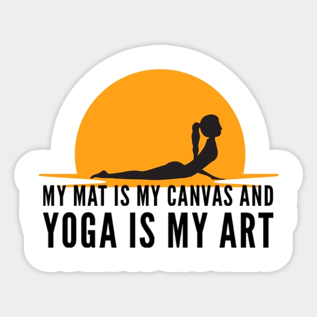 My mat is my canvas and yoga is my art sunset design Sticker by Ashden
